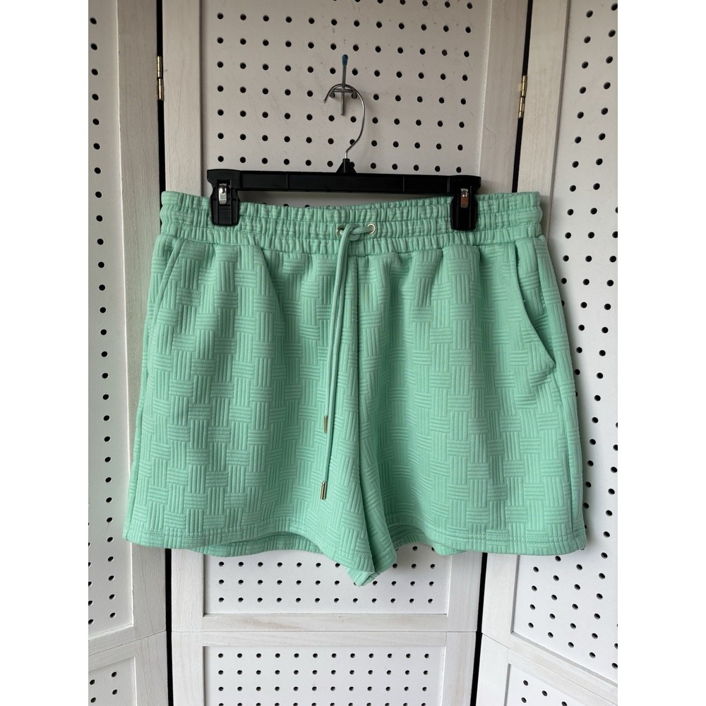 Mary Square Pull On Textured Shorts Drawstring Womens Lg/XL No Size‎ Tag Green
